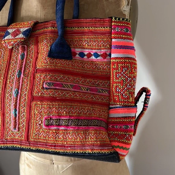 Kilim Moroccan Boho Aztec woven carpet rug bag - Picture 6 of 14